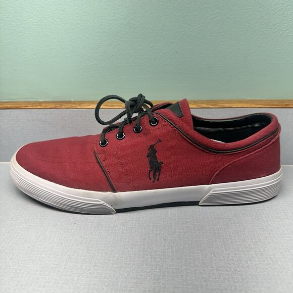 Polo Ralph Lauren Faxon Low Red Canvas Sneaker Sz 13D - Picture 2 of 16